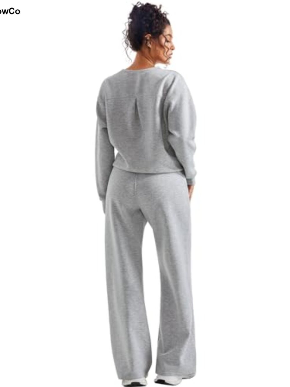 Modal 2 Piece Lounge Set Oversized Sweatshirt Wide Leg Pants with Pockets - Picture 2 of 5